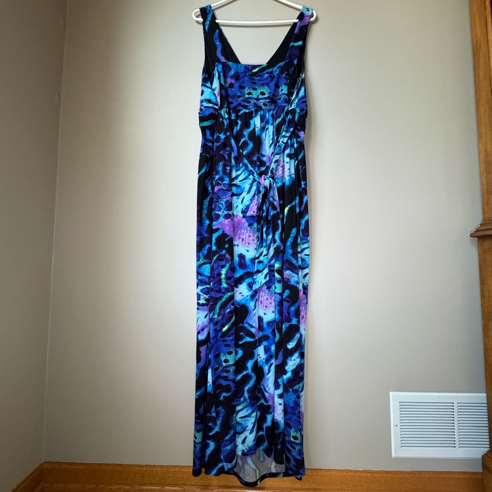 Fashion Bug Jersey Purple and Blue Print Maxi Sun Dress - Picture 5 of 6